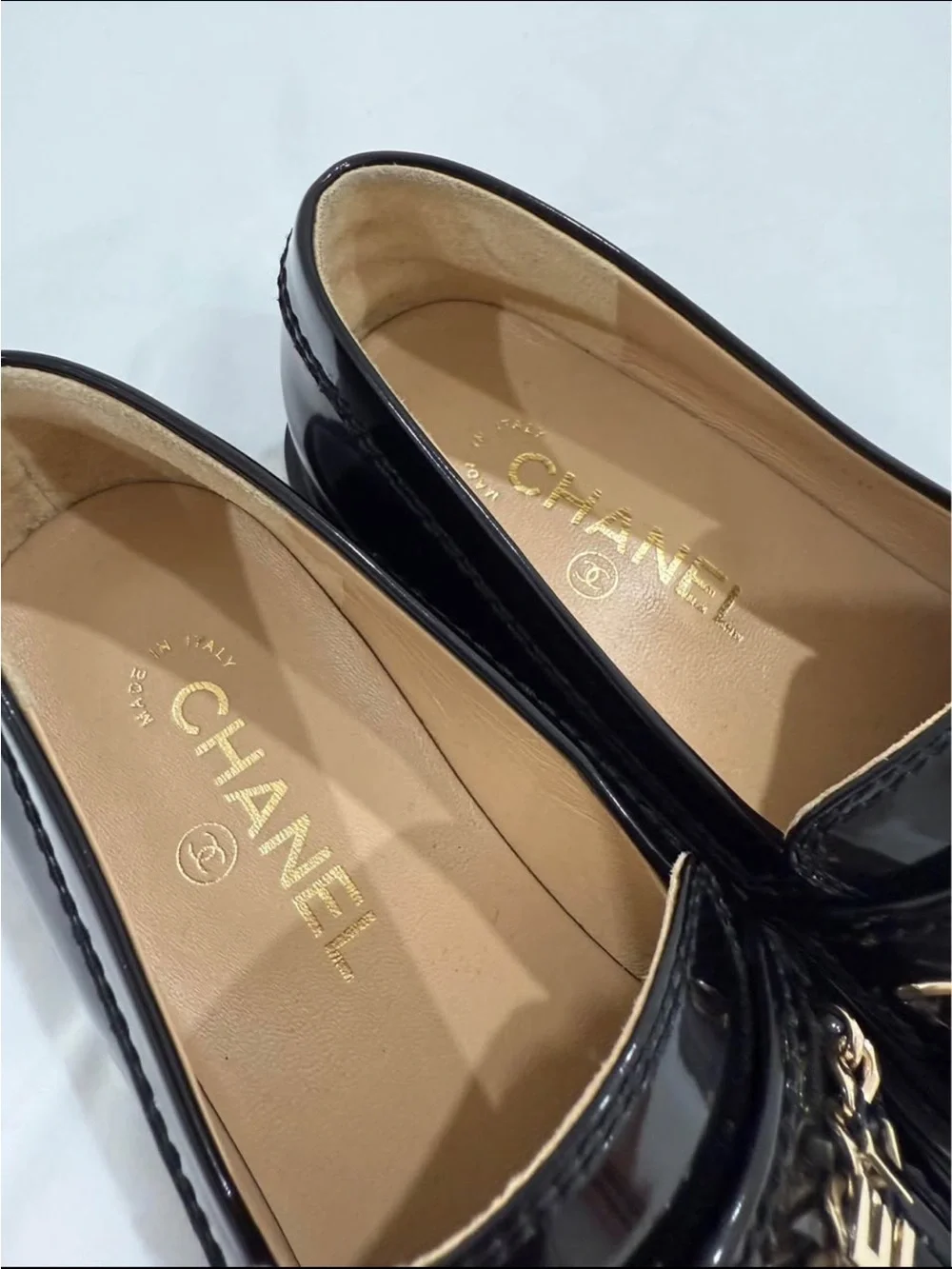 CHANEL Black Patent Leather Loafer